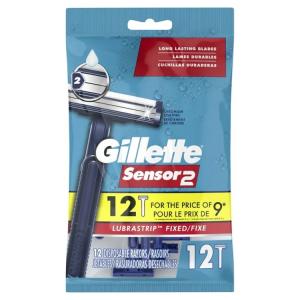 ジレット センサー2 メンズ 2枚刃 使い捨てカミソリ 固定ヘッド 12本入 Gillette Sensor 2 Fixed Head Men 2 Blade お取り寄せ