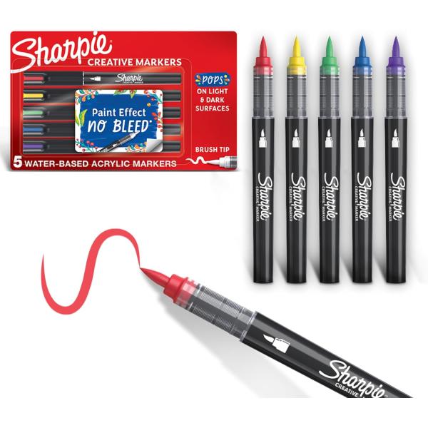 シャーピー クリエイティブアクリルマーカー ブラシチップ 5色入り Sharpie Creative...