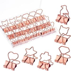 Mr.ペン バインダークリップ 6種 18個セット ローズゴールド Mr. Pen- Cute Binder Clips, 18 pcs, お取り寄せ