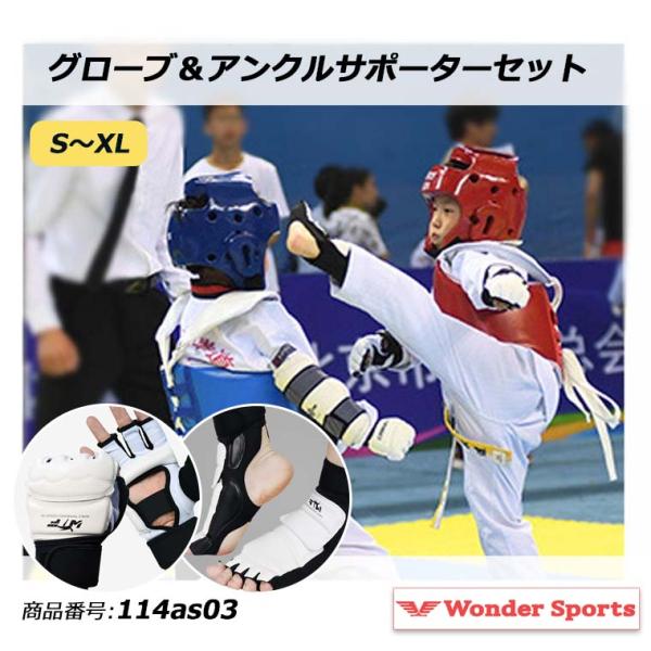 アンクルプロテクター グローブ セット レッグサポーター ムエタイ テコンドー 武道 格闘技 足首保...