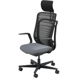 内田洋行 AJCHAIR2(エージェーチェア2) AJ2A-511BK-L PA ブラックメッシュ ヘッドレスト付 L型肘 ナイロンキャスター｜wonderfulfurniture