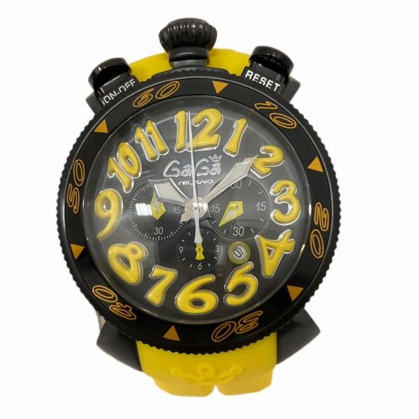 ガガミラノ マヌアーレ MM48 クロノグラフ 6054 クォーツ イエロー 時計 腕時計 メンズ ...