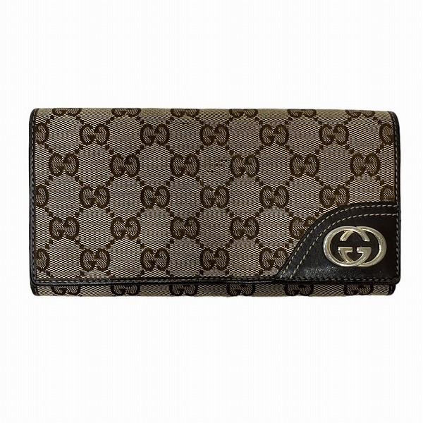 グッチ GUCCI GGキャンバス 204836 財布 2つ折り長財布 ユニセックス 中古