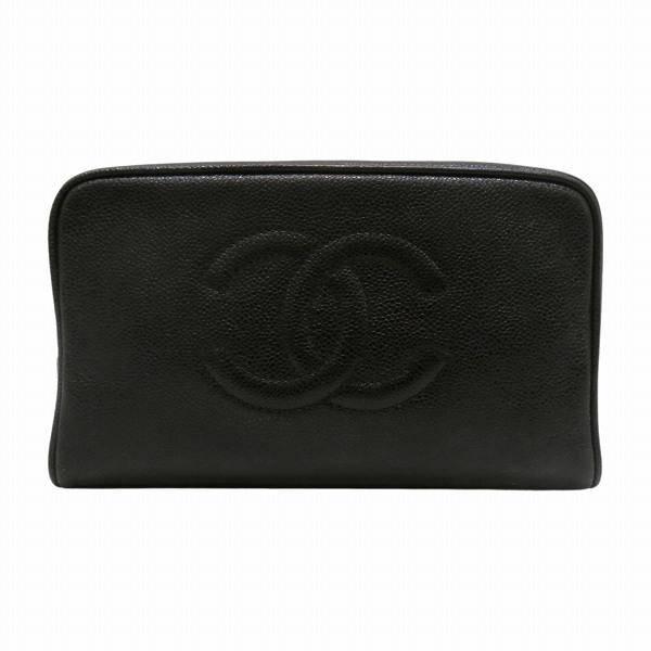 シャネル CHANEL キャビアスキン ココマーク ブランド小物 ポーチ レディース バッグ 中古