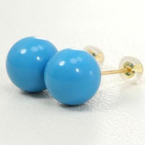 ピアス K18 18金 YG イエローゴールド ターコイズ 総重量約1.9g｜wonderprice