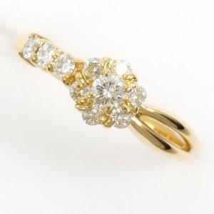 イエローゴールド K18 YG 0.5ct ダイヤモンド ペンダント フラワー 花 