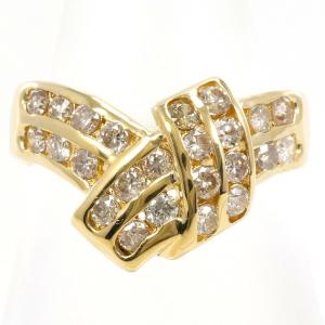リング K18 18金 YG イエローゴールド 指輪 11号 サンゴ ダイヤ 総重量  