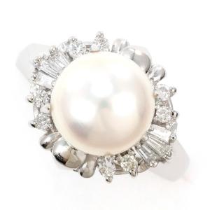 MIKIMOTO ミキモト パールリング 指輪 真珠 ダイヤモンド Pt950