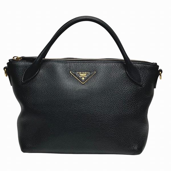 プラダ PRADA 1BA111 レザー ブラック バッグ ハンドバッグ レディース 中古