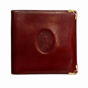 カルティエ Cartier マストライン レザー ボルドー 札入れ 2つ折り財布 ユニセックス 中古