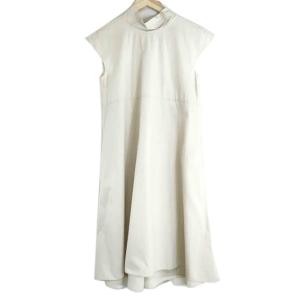 ATON エイトン グレー コットン Vネック ドレープワンピース O1