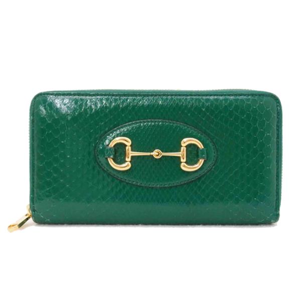 GUCCI/パイソンホースビットラウンドファスナー長財布/グリーン/621889/041*/ABラン...