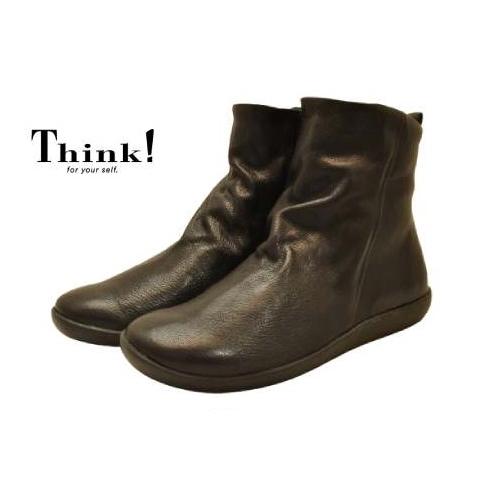 Think!（シンク）スタイリッシュなショートブーツ　1014　ブラック 　 ドイツ整形外科学に基づ...