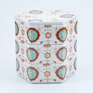 和食器 三段重 お正月 日本製 亀甲 縁起物   【送料無料】珱珞 亀甲三段重 wood-itsuki_736-g2021-sm1