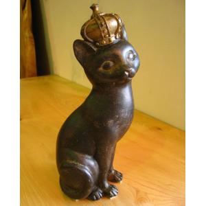 Rust Cat ガラスベース シッポ巻き猫 ネコ置物 ねこグッズ 猫雑貨