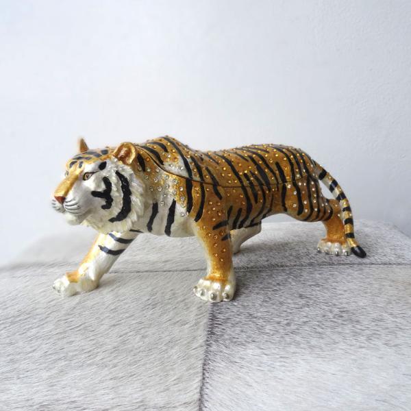 虎の置物 エナメルボックス  置物 干支 お年賀 縁起物 かわいい 縁起の良い キラキラ 幸運 オー...
