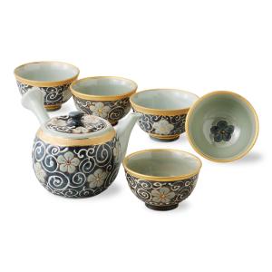 番茶器揃 有田焼 一珍山茶花 西日本陶器 KG09-05 / 日本製 急須 茶器