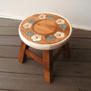 スツール 花台 踏み台 フレンチカントリー アンティーク 木製 姫系
