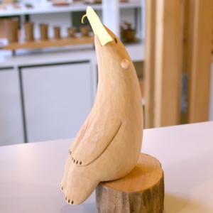 木彫り きつね まちぼうけ きたきつね 小 うぃるびぃ工房 北海道 旭川