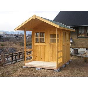 ミニハウス-ポーチ付（塗装品） ログハウス風 かんたん組立て 全面断熱材入り 快適環境でおしゃれな工房やお子様のべんきょう部屋に | ウィルマート