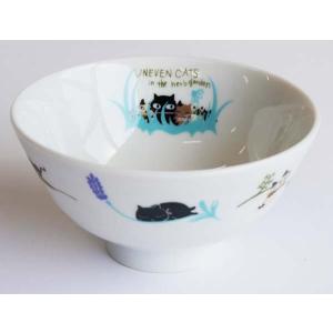 お茶碗ねこFLOWER  　日本製　猫　陶器｜wood