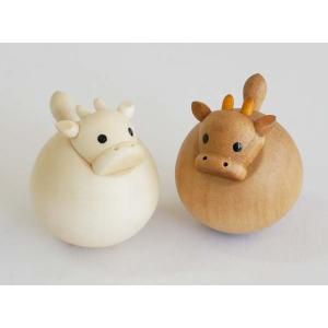 起き上がりうし2021(セットではありません) 木製干支置物　