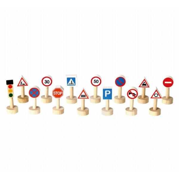 木のおもちゃ　プラントイジャパンPLANTOYS 木製車両・列車玩具 交通標識と信号のセット6203