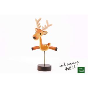 木彫り民芸品 幸せを呼ぶ小人の神さま コロポックル 台座付き 娘