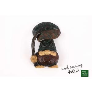 木彫りの熊 ETHNIC DESIGNS 文様マグネット サケ喰いクマ 手彫り