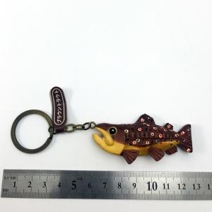 木彫り民芸品 TROUT キーホルダー イトウ 魚 釣り 手彫り アイヌ 民族