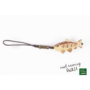 木彫り民芸品 TROUT ストラップ ヤマメ 魚 釣り 手彫り アイヌ 民族