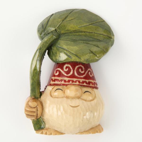 木彫り民芸品 コロポックル マグネット 爺帽子赤  手彫り アイヌ 民族 北海道土産