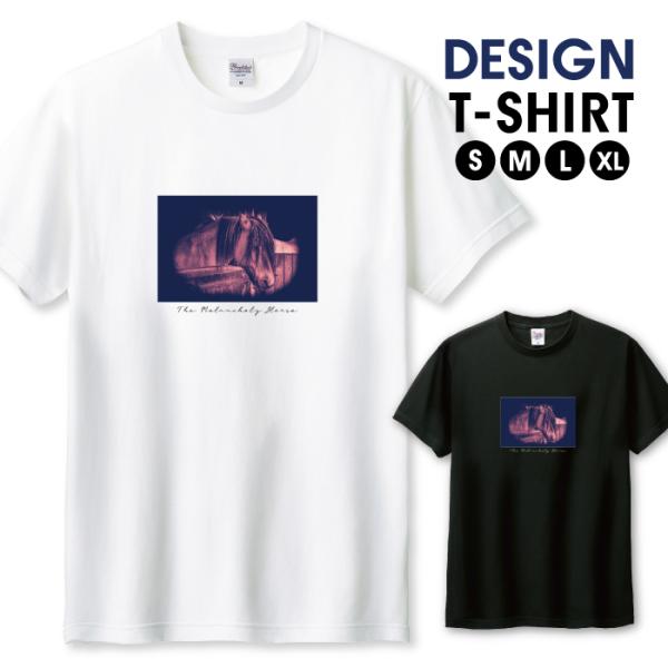 Tシャツ メンズ ユニセックス ホワイト ブラック 馬 フォトT エモ ストリート ロック アニマル...