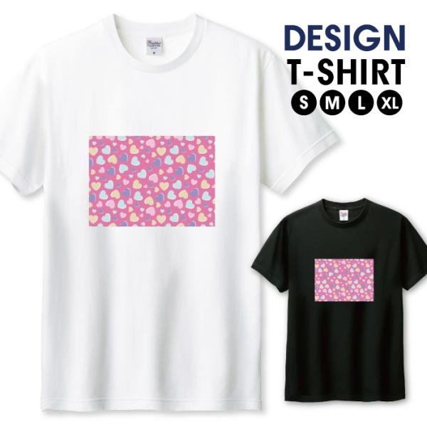 Tシャツ メンズ ユニセックス ホワイト ブラック ハート ゆめかわいい カラフル パターン パステ...