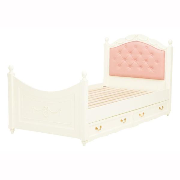 シングルベッド フレームのみ おしゃれ すのこベッド 収納付き ホワイト 姫系ベッド