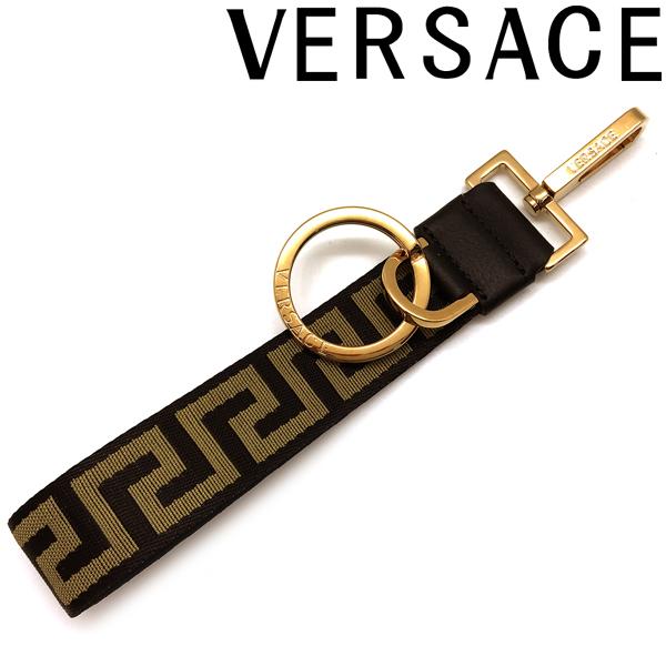 VERSACE キーホルダー ベルサーチ ヴェルサーチェ グレカ キー チェーン ブラック×ゴールド...