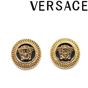 VERSACE ピアス ベルサーチ ヴェルサーチェ メドゥーサ ロゴ ゴールド×ブラック 1005333-1A00638-4J120｜woodnet