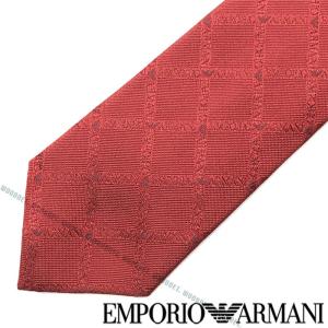 EMPORIO ARMANI エンポリオアルマーニ ロゴ柄シルクネクタイ レッド 340049-615-05573｜woodnet