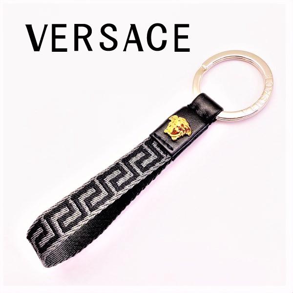 VERSACE ヴェルサーチェ ベルサーチ ブランド キーホルダー グレカ キー チェーン ブラック...