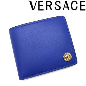 VERSACE 財布 ベルサーチ ヴェルサーチェ メドゥーサ 二つ折り レザー ブルー×ゴールド DPU6737-1A03190-1UC3V｜woodnet