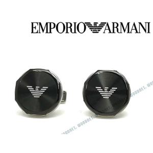 EMPORIO ARMANI エンポリオアルマーニ マットブラック×マットシルバー イーグルロゴ カフスボタン EGS2399001｜woodnet