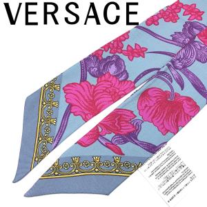 VERSACE スカーフ ネクタイ ベルサーチ ヴェルサーチェ ブランド アシッド ブーケ シルク ライトブルー IBA0005-1A03879-5V250｜woodnet