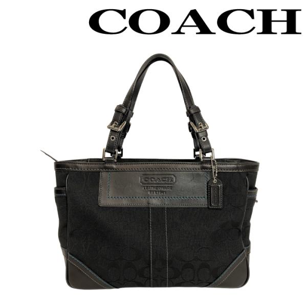 【中古】【非常に良い】COACH トートバッグ ブランド コーチ シグネチャー柄  ブラック 鞄 r...