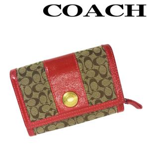 COACH コーチ/シグネチャー/ラウンドファスナー長財布/ベージュ/レッド/F1981/315**/ABランク/64【中古】 中古・古着通販】COACH (コーチ) ラウンドファスナー財布｜ブランド