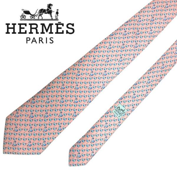【中古】HERMES エルメス ネクタイ【非常に良い】9cm ライトピンク シルク ブランド r-h...
