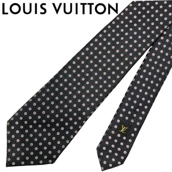 【中古】LOUIS VUITTON ルイヴィトン ネクタイ【非常に良い】 9cm ダークグレー  ビ...
