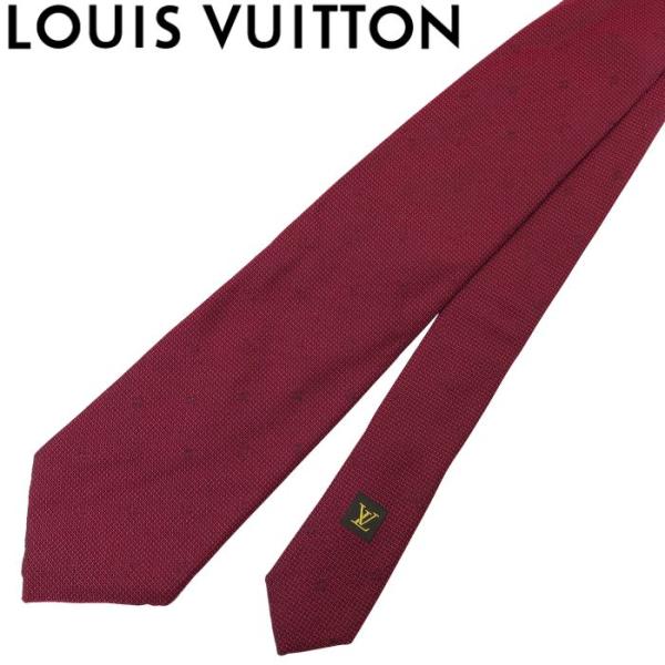 【中古】LOUIS VUITTON ルイヴィトン ネクタイ【ほぼ新品】9cm レッド シルク100％...