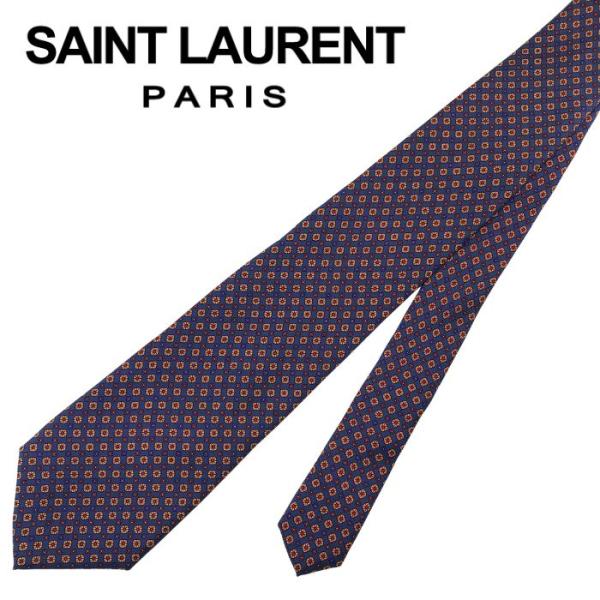 【中古】Yves Saint Laurent イブサンローラン ネクタイ【ほぼ新品】8.5cm ブル...
