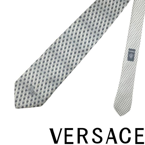 【中古】【傷や使用感が目立つ】VERSACE ネクタイ ブランド ベルサーチ ヴェルサーチェ グレー...