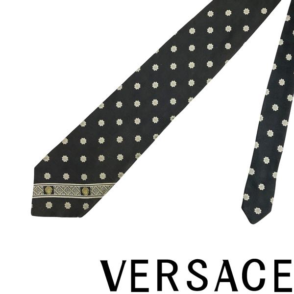 【中古】【やや傷や使用感あり】VERSACE ネクタイ ブランド ベルサーチ ヴェルサーチェ ブラッ...